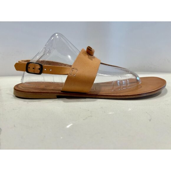 Joie A La Plage Leather T-Strap & Buckle Flat Sandal in Tan - Sz EU40 (US 9.5) - Picture 2 of 5